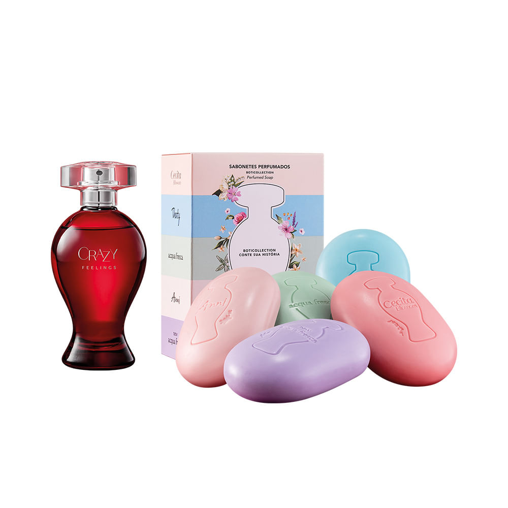 Combo Boticollection: Desodorante Colônia Crazy Feelings, 100Ml + Sabonetes Boticollection, 5X80G