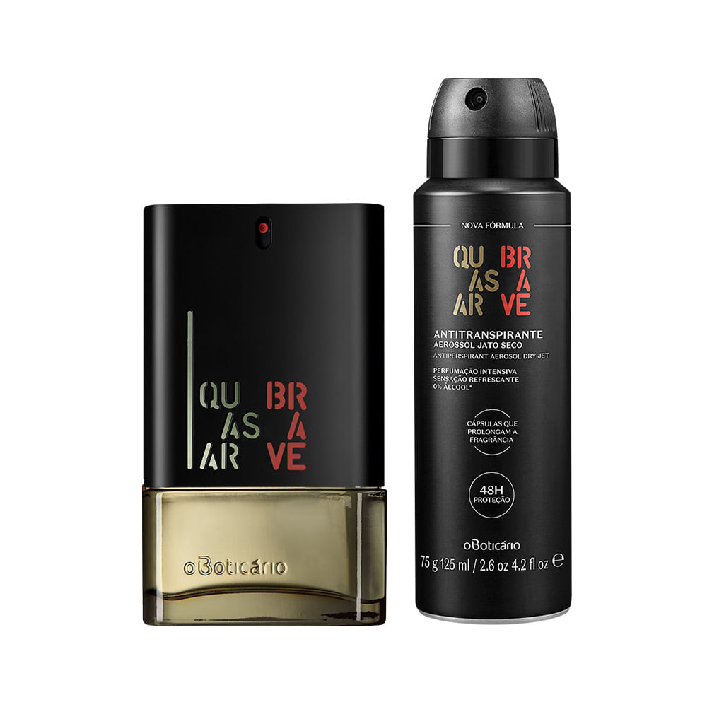 Combo Quasar Brave: Desodorante Colônia, 100Ml + Desodorante Antitranspirante Aerossol, 75G