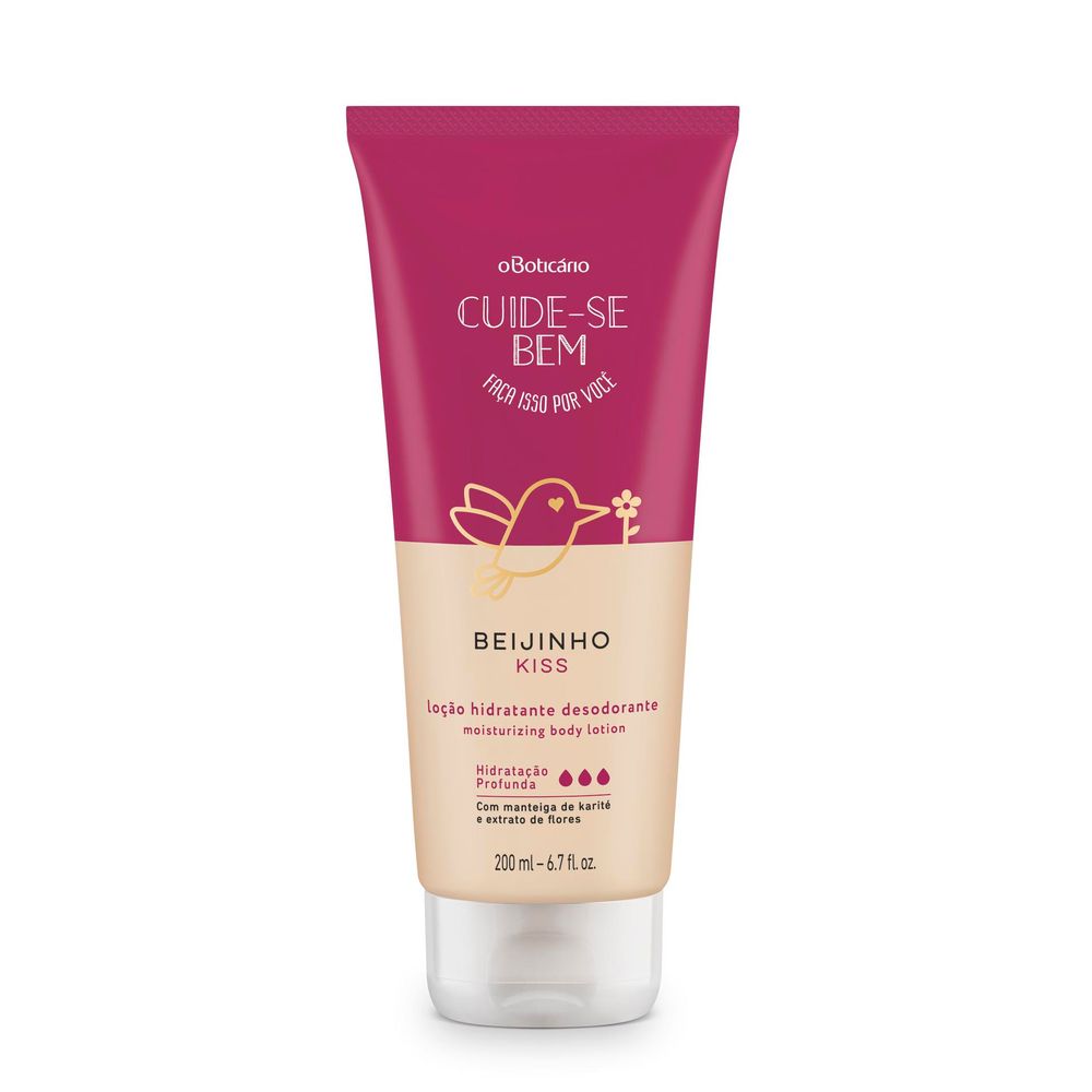 Loção Desodorante Hidratante Corporal Cuide-Se Bem Beijinho, 200 ml
