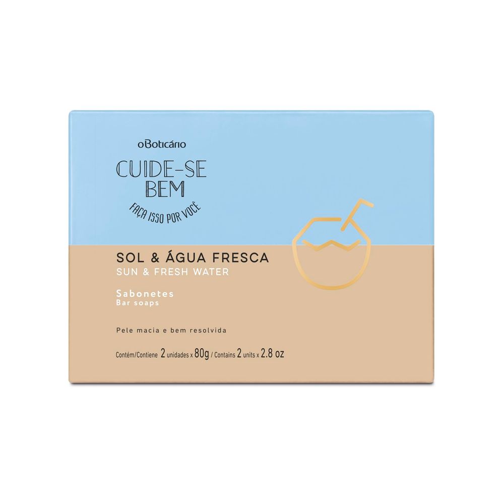 Sabonete Em Barra Cuide-Se Bem Sol E Água Fresca, 2 Unidades De 80 g Cada