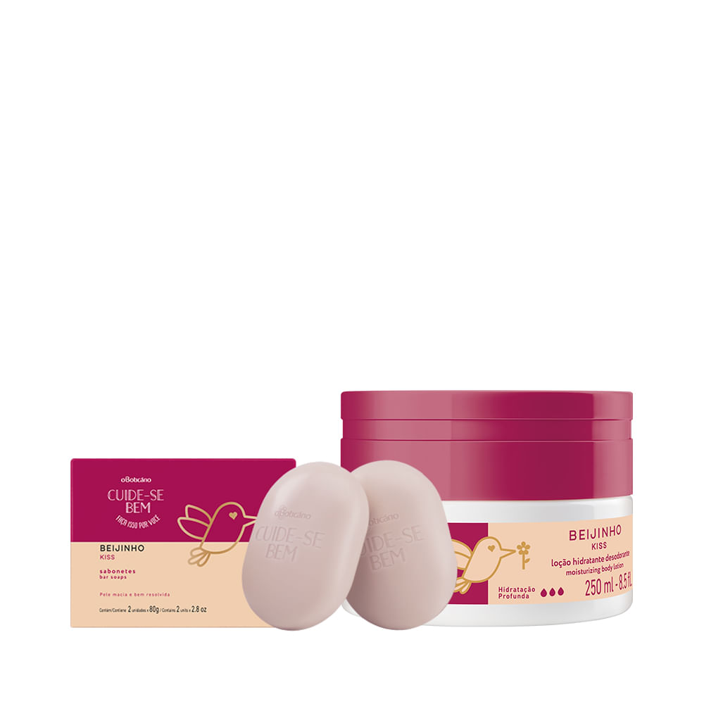 Combo Cuide-Se Bem Beijinho: Loção Hidratante, 250Ml + Sabonete Em Barra, 2 Un. 80G Cada