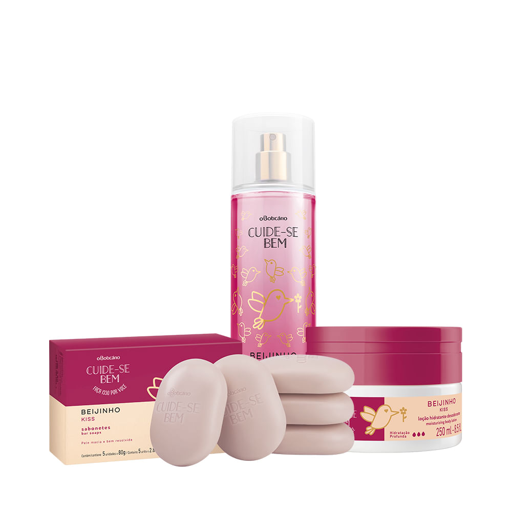 Combo Cuide-Se Beijinho: Loção Hidratante, 250Ml + Body Splash, 200Ml + Sabonete Em Barra, 5 Un. 80G Cada