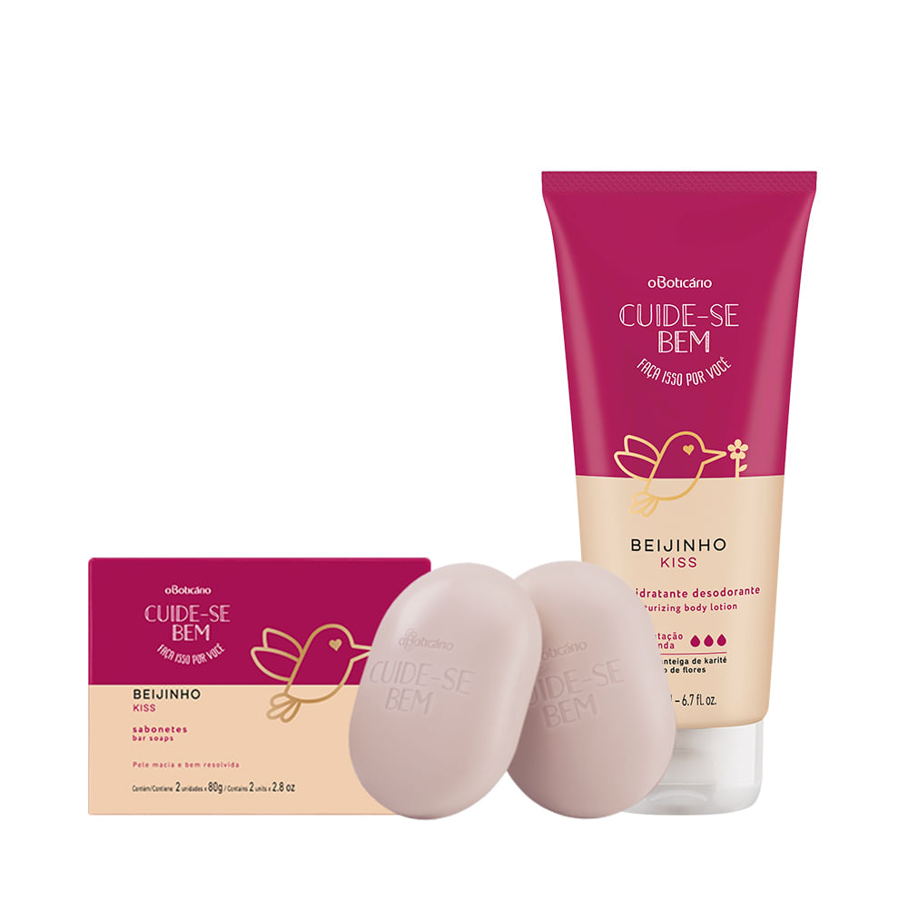 Combo Cuide-Se Bem Beijinho: Loção Hidratante, 200Ml + Sabonete Em Barra, 2 Un. 80G Cada