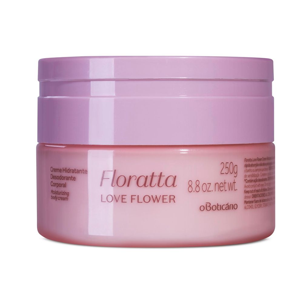 Creme Desodorante Hidratante Corporal Floratta Love Flower, 250 g