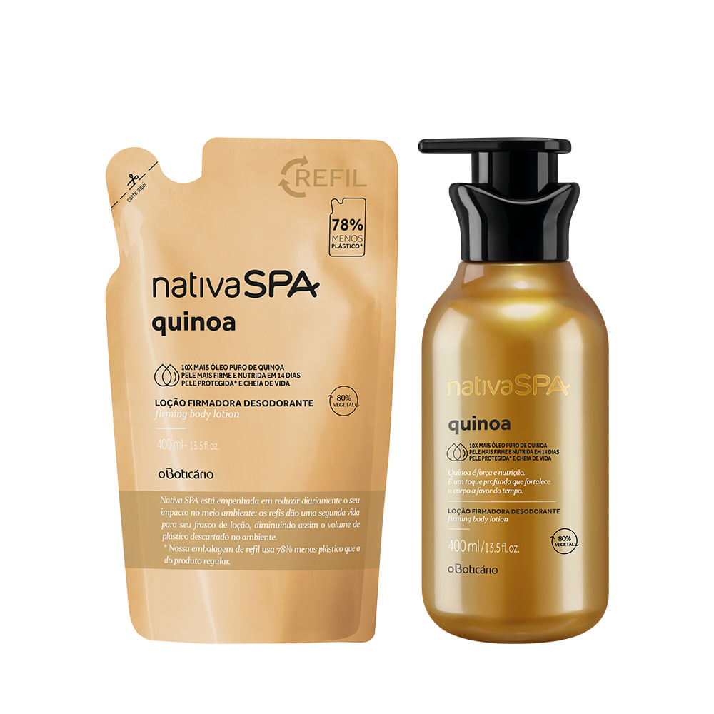 Combo Nativa Spa Quinoa: Loção Firmadora Corporal, 400ml + Refil Loção Firmadora, 400ml