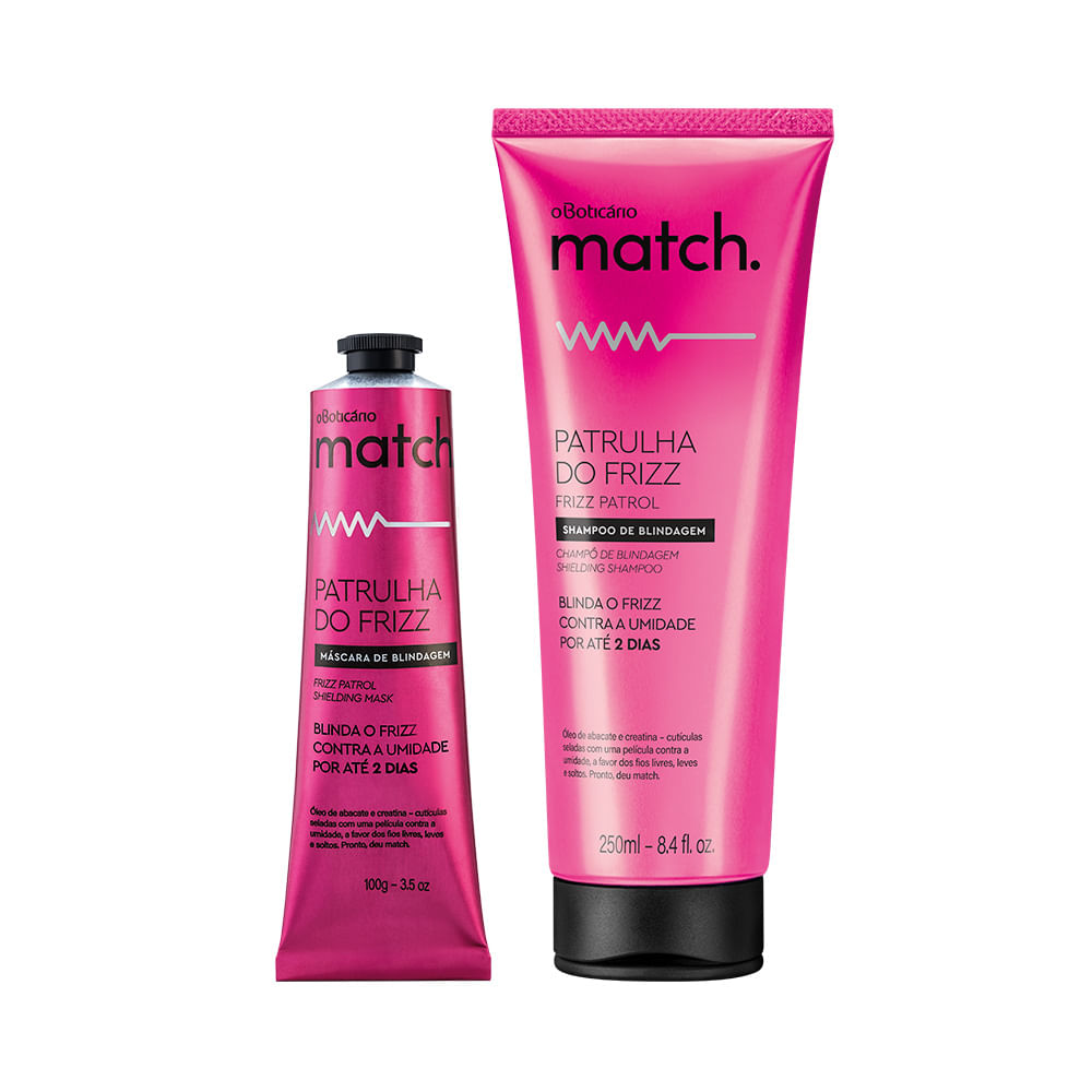 Combo Match Patrulha Do Frizz: Shampoo, 250ml + Máscara Capilar, 100g