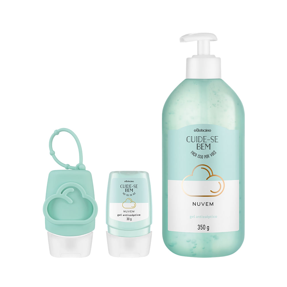 Combo Cuide-Se Bem Nuvem: Álcool Em gel, 350g + Álcool Em gel, 30g + Capinha Em Silicone