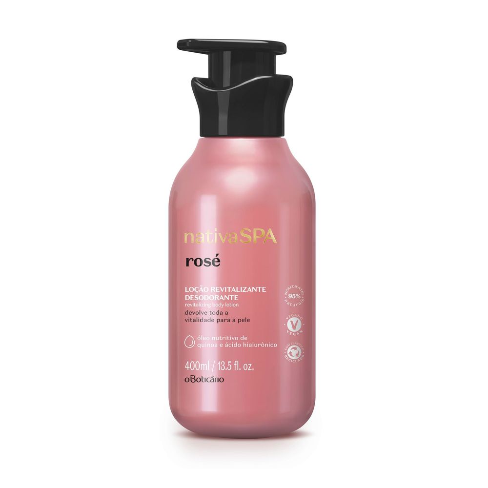 Loção Revitalizante Desodorante Corporal Nativa Spa Rosé, 400 ml