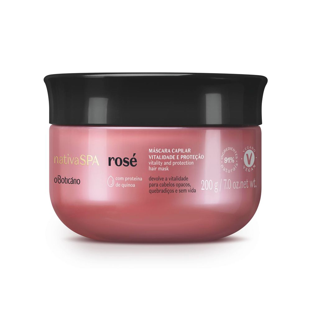 Máscara Vitalidade E Proteção Nativa Spa Rosé, 200 g