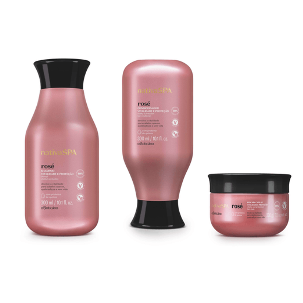 Combo Nativa Spa Rosé: Shampoo, 300 ml + Condicionador, 300 ml + Máscara, 200 g