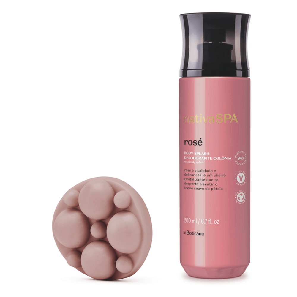 Combo Nativa Spa Rosé: Sabonete Em Barra Massa geador, 90 g + Body Splash, 200 ml