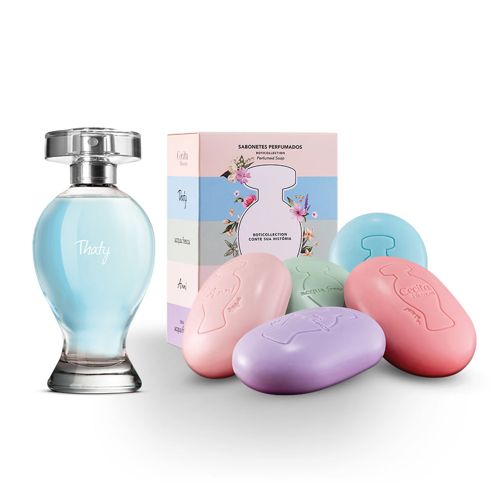 Combo Thaty: Thaty Desodorante Colônica, 100 ml + Sabonetes Perfumados Boticollection, 5Un, 80g Cada