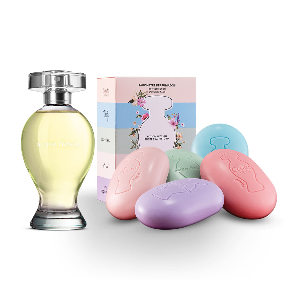 Combo Acqua Fresca: Desodorante Colônia, 100 ml + Sabonetes Perfumados Boticollection, 5Un, 80g Cada
