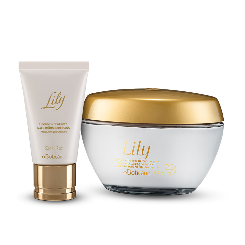 Combo Lily: Creme Acetinado Corporal, 250g + Creme Para Mãos, 50g